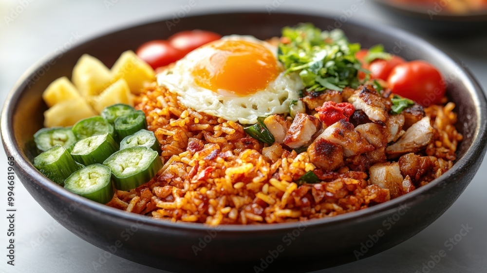Fried Rice Bowl with Pork, Egg, and Vegetables Fried Rice Bowl with Pork, Egg, and Vegetables