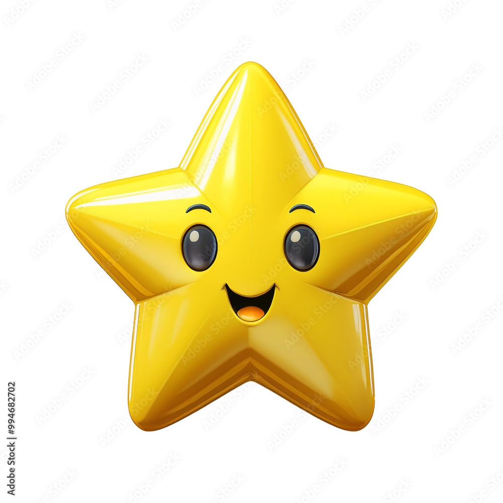 3d yellow cartoon star isolated on white