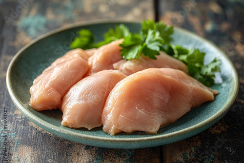 Obraz na płótnie raw chicken breasts on a plate w salonie