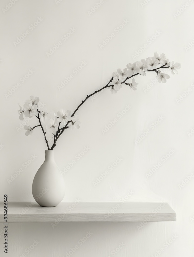 Elegant White Vase with Cherry Blossoms Elegant White Vase with Cherry Blossoms
