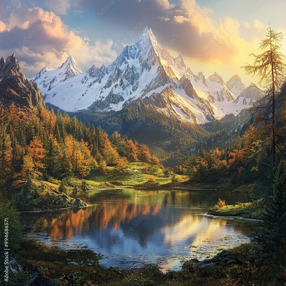Fototapeta premium Serene Mountain Landscape