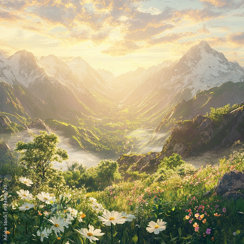 Fototapeta premium Majestic Mountain Sunrise