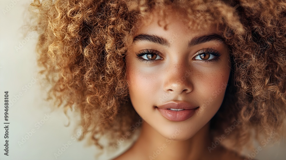 Curly hair transformation with honey treatment, from dry, undefined curls to smooth, lustrous ringlets post-styling