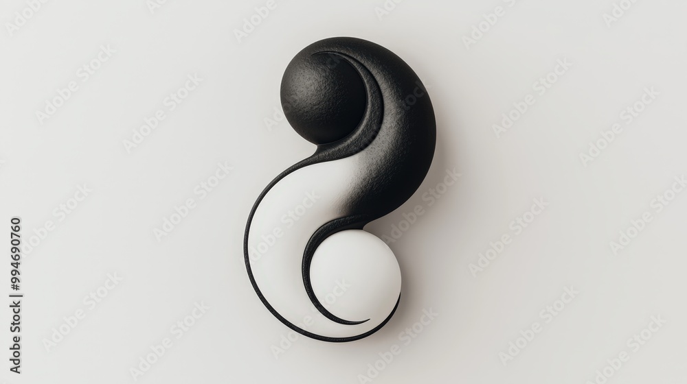 3D Yin Yang Symbol Balance Harmony Black White Abstract Design 3D Yin Yang Symbol Balance Harmony Black White Abstract Design