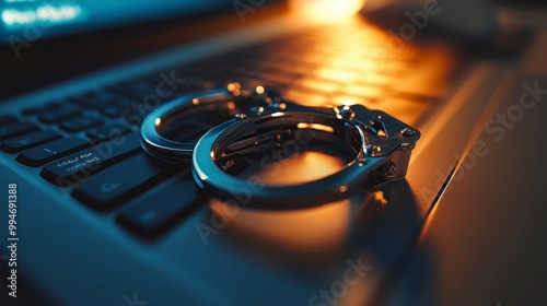 Handcuffs on Laptop