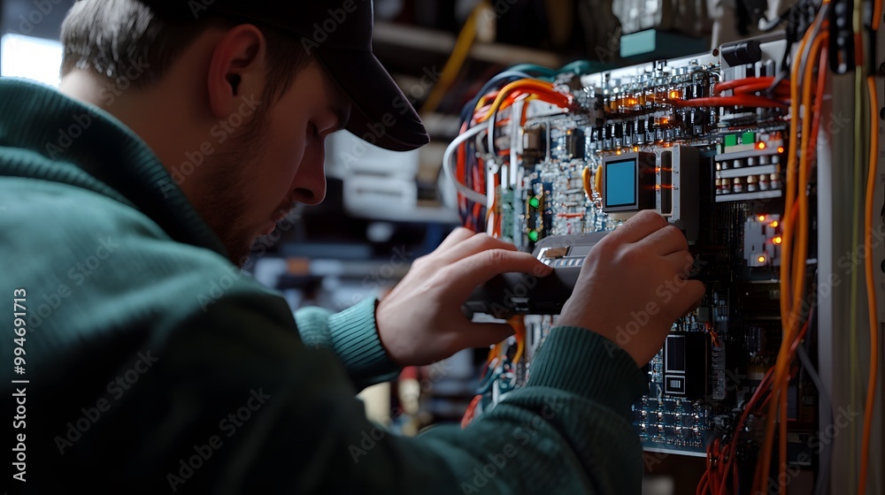 Technician Working on Electronics Technician Working on Electronics
