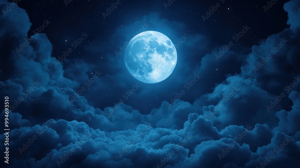 Full Moon Night Sky with Clouds and Stars Dramatic Nighttime Landscape Full Moon Night Sky with Clouds and Stars Dramatic Nighttime Landscape