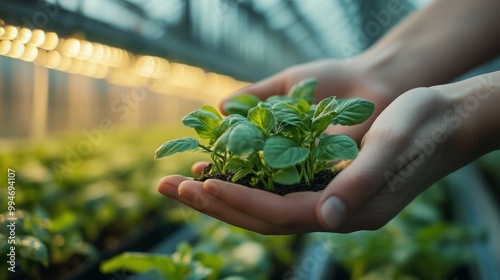 Nurturing Young Plants in Greenhouse