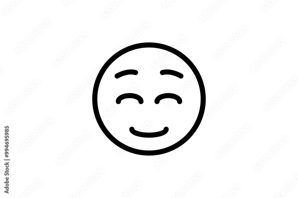 Relaxed face emoji in line art. Emoticon icon vector. Relaxed face emoji in line art. Emoticon icon vector.