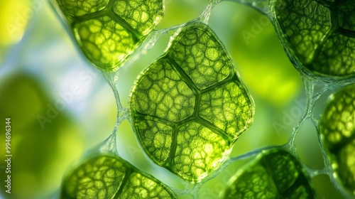 Microscopic Green Cell Structure