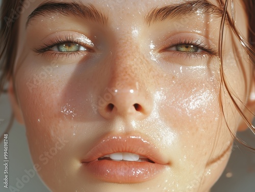 Beauty portrait of woman with dewy skin
