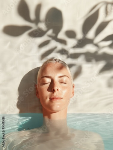 Beauty portrait of woman at luxury spa pool