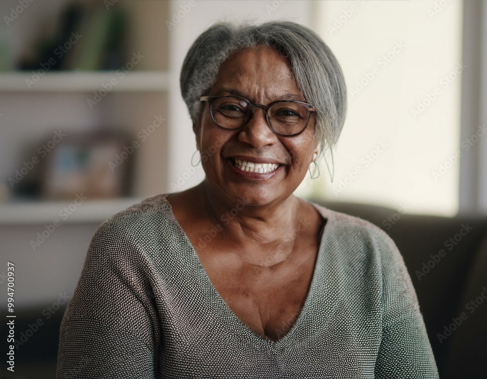 Happy senior black woman in a nursing home Happy senior black woman in a nursing home