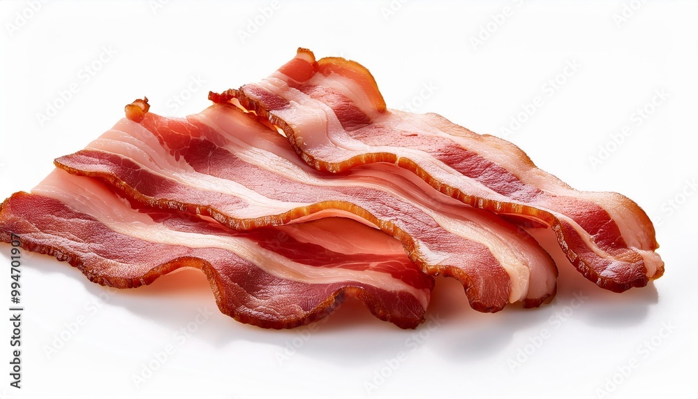 Crispy Bacon Slices Close Up Isolated White Background Crispy Bacon Slices Close Up Isolated White Background