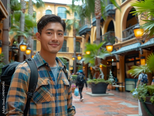 Asian college student traveling in Europe
