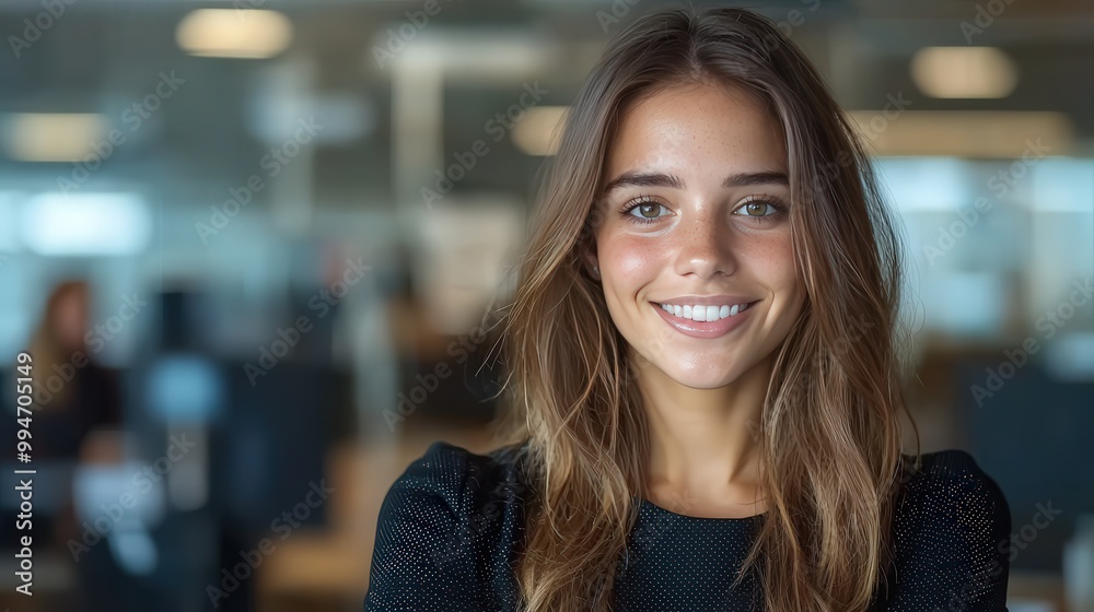 Fototapeta premium Confident Businesswoman Smiling Close up Portrait in Office