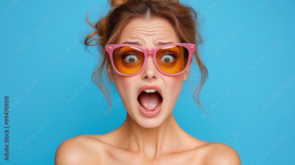 Excited Woman with Sunglasses Excited Woman with Sunglasses