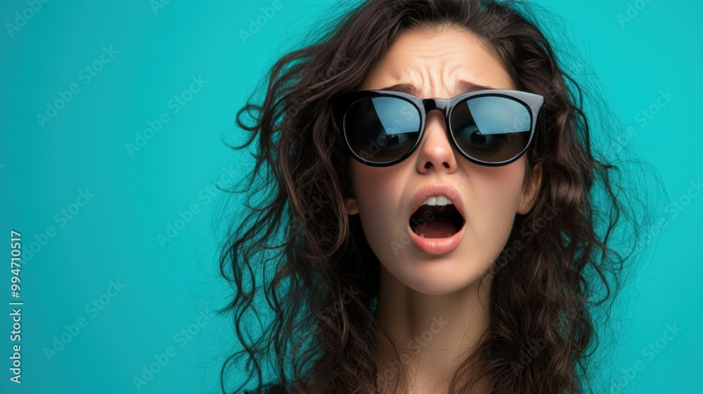 Sunglasses-Wearing Woman with Astonished Expression Sunglasses-Wearing Woman with Astonished Expression