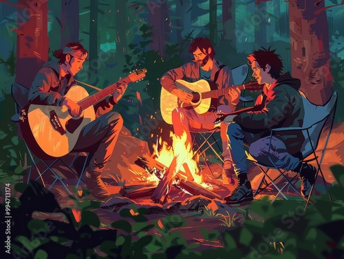 Campfire Melodies: Guitars and Songs Under Starry Skies
