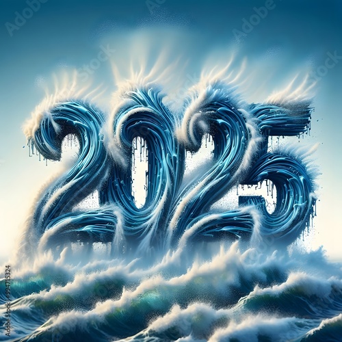 The Numbers 2025 Created by Powerful Crashing Waves in Motion