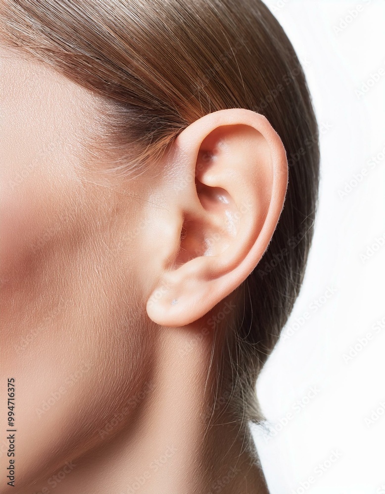 Fototapeta premium Human ear white background