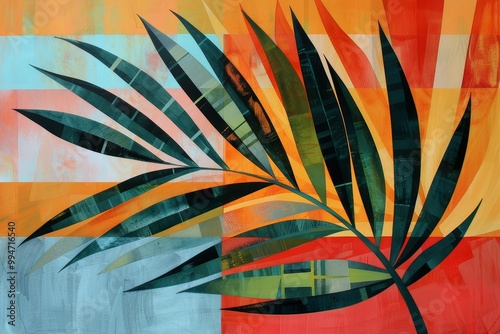 Geometric Cubist Palm Leaf Representation