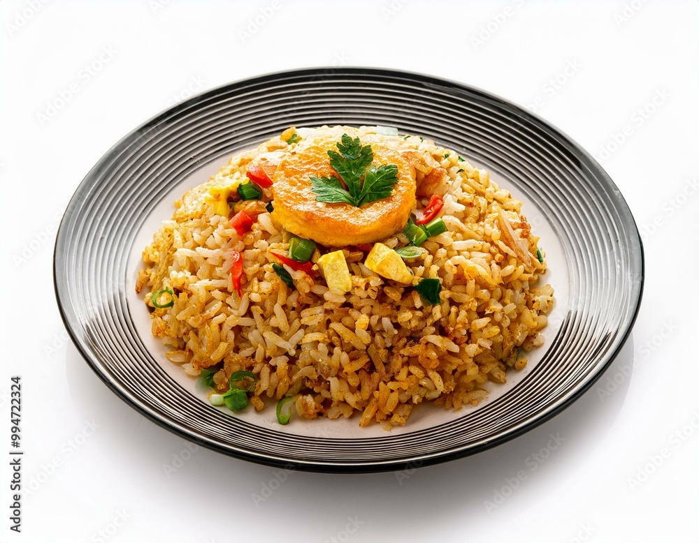 Nasi Goreng on plate isolated on white background Nasi Goreng on plate isolated on white background