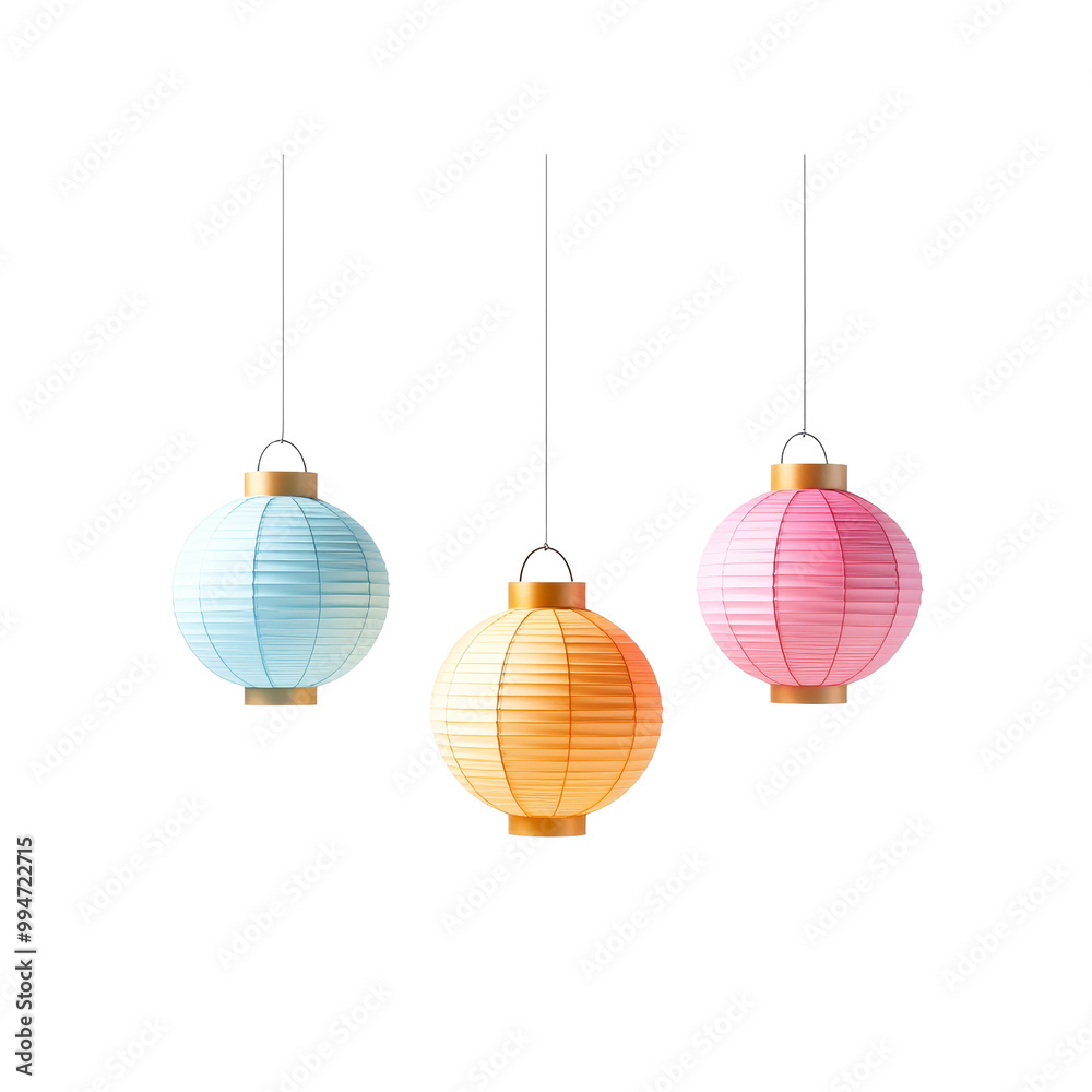 Obraz premium Three Hanging Paper Lanterns
