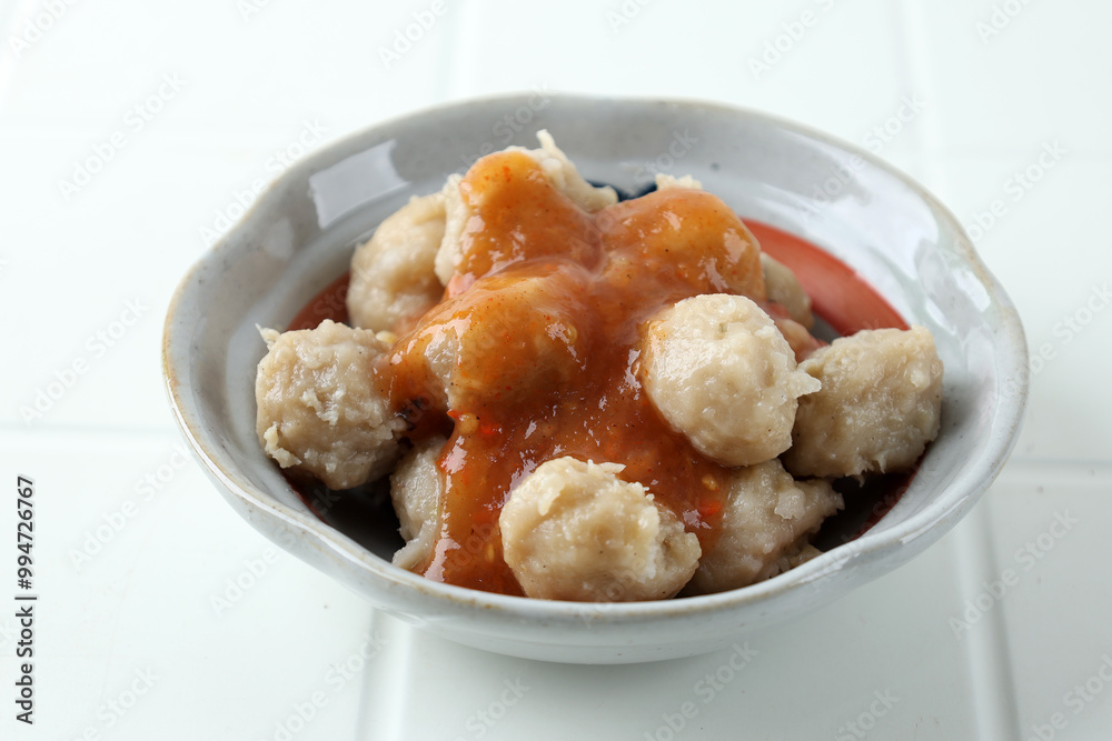 Bakso Pentol Solo Served with Spicy, Sour, and Sweet Sauce. Bakso Pentol Solo Served with Spicy, Sour, and Sweet Sauce.