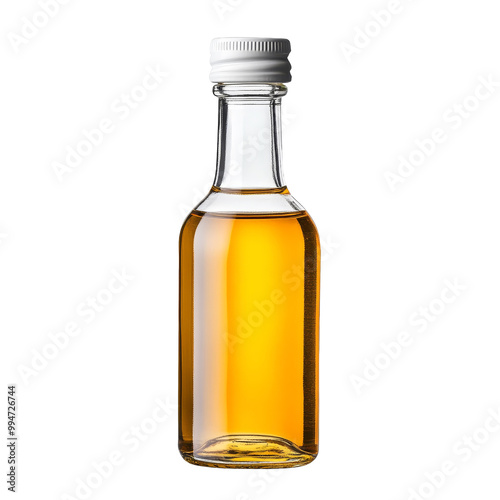 Small Glass Bottle with Yellow Liquid and White Cap