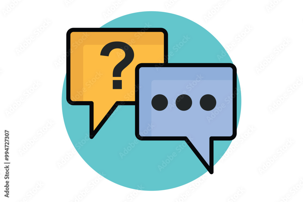 Question answer colored outline icon. icon related to online course. education elements vector illustration Question answer colored outline icon. icon related to online course. education elements vector illustration