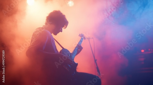 Guitarist in Colorful Smoke