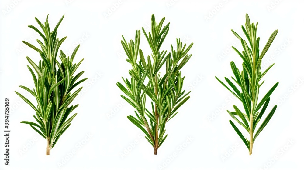 Obraz premium Three green plants with leaves are shown in a row