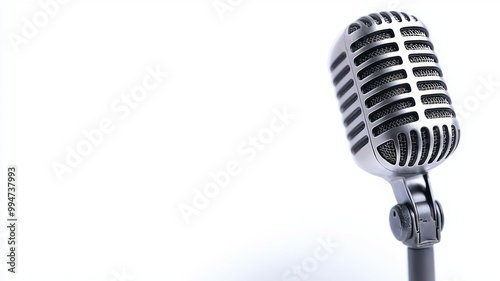 A microphone is shown on a white background