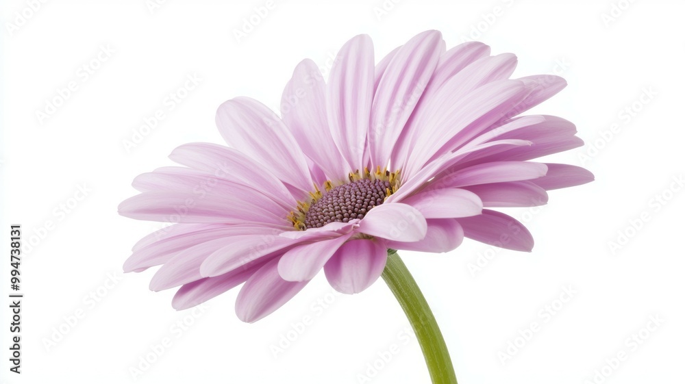 A single pink flower with a white background A single pink flower with a white background
