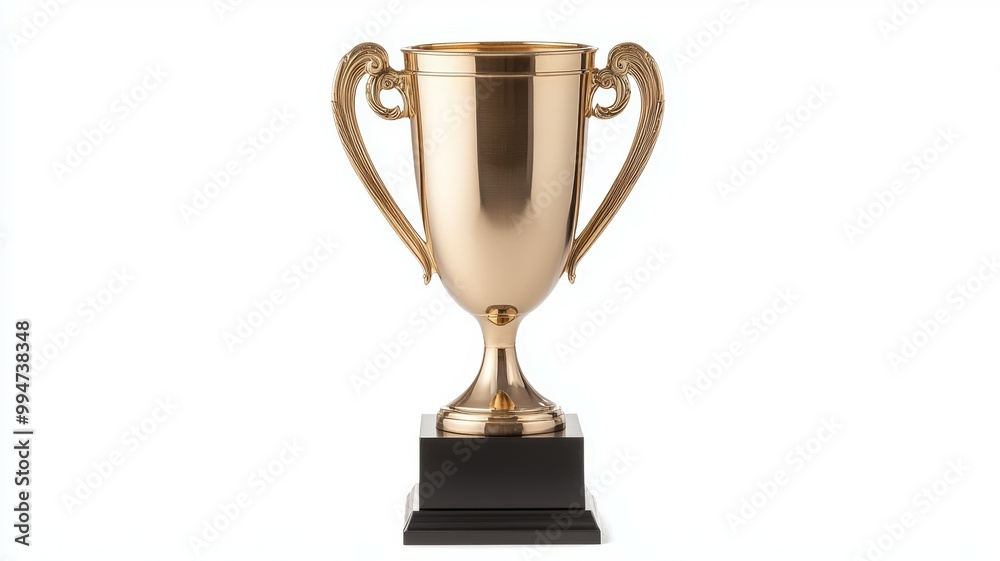 A gold cup with a black base and a gold handle A gold cup with a black base and a gold handle