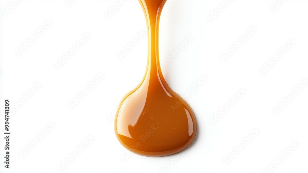 A long, thin, yellow liquid is dripping from a container A long, thin, yellow liquid is dripping from a container