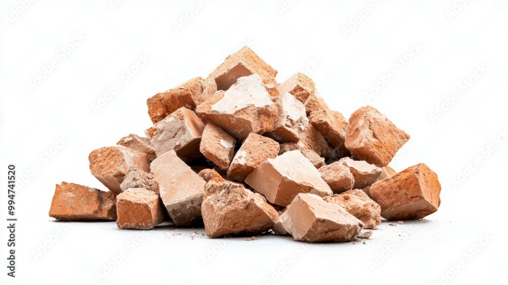 A pile of bricks is on a white background A pile of bricks is on a white background