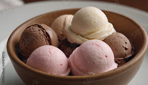 neapolitan ice cream in a bowl