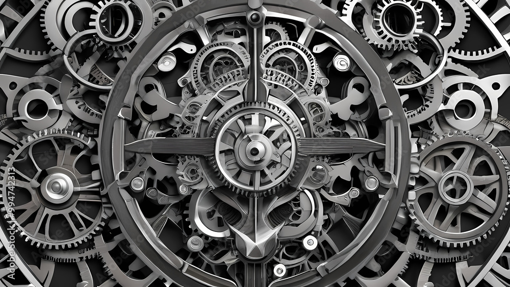 Detailed illustration of gears intricately arranged Detailed illustration of gears intricately arranged