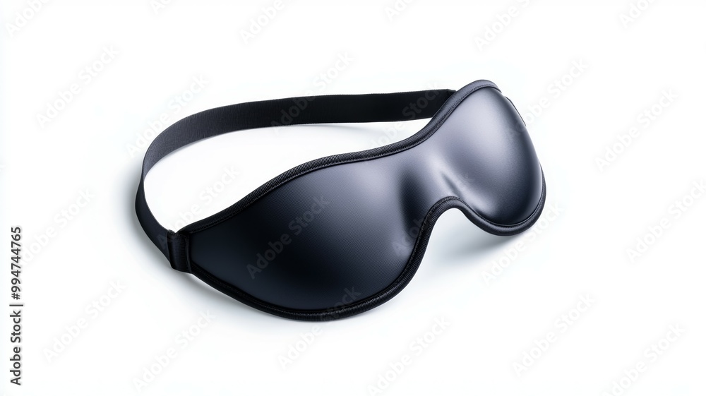 A black leather strap with a black eye mask A black leather strap with a black eye mask
