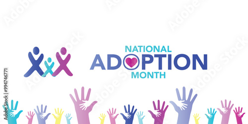 Vector illustration on the theme of National Adoption Month is observed every year in during November.