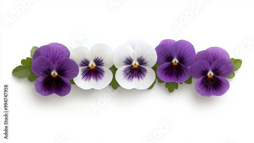 A row of purple and white flowers