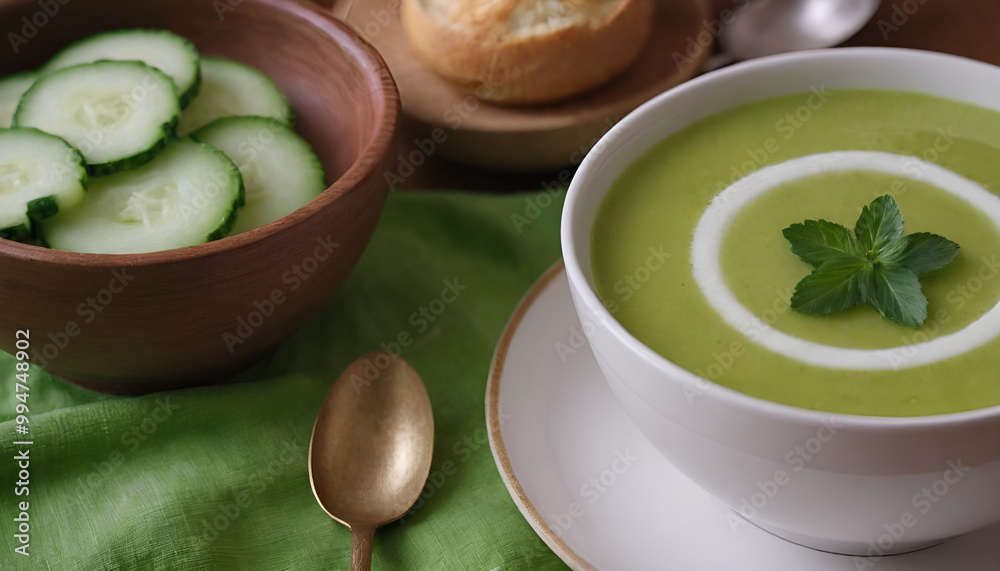 bowl of cucumber soup bowl of cucumber soup