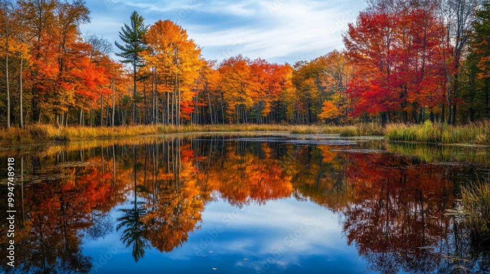 Autumn Trees Reflected in Still Water Autumn Trees Reflected in Still Water