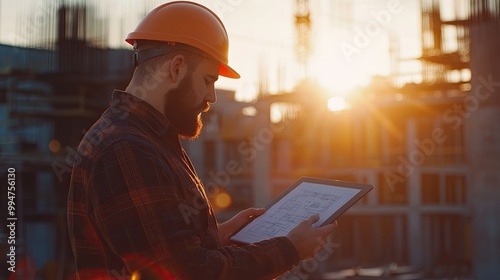 Construction Worker at Sunset