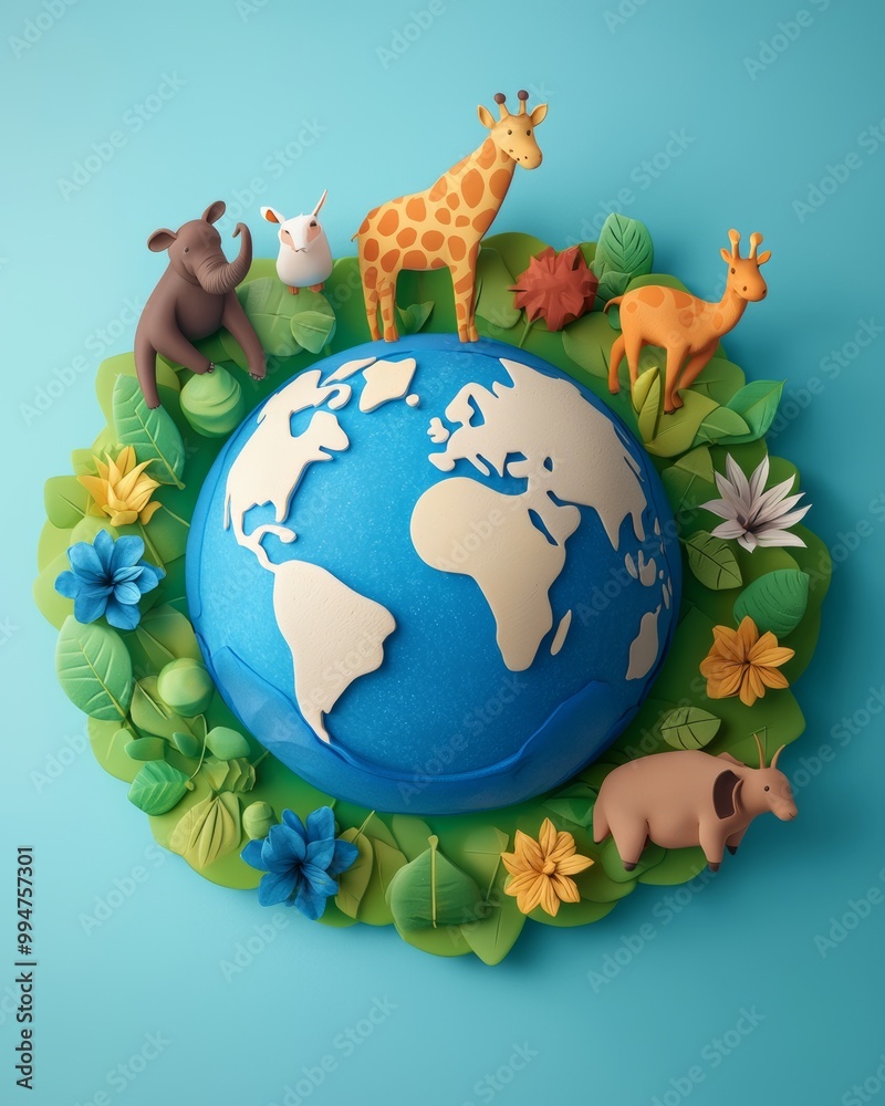 Obraz premium Animals Dancing Around a Flourishing Earth