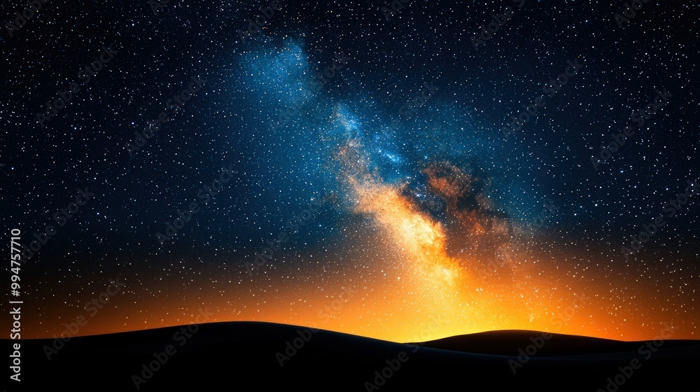 Milky Way Galaxy Night Sky with Stars and Silhouetted Hills Milky Way Galaxy Night Sky with Stars and Silhouetted Hills