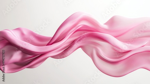 Flowing pink velvet fabric swirling in a dramatic shape, suspended in the air, crisp white background, floating pink fabric, luxurious texture concept, 3D illustration photo