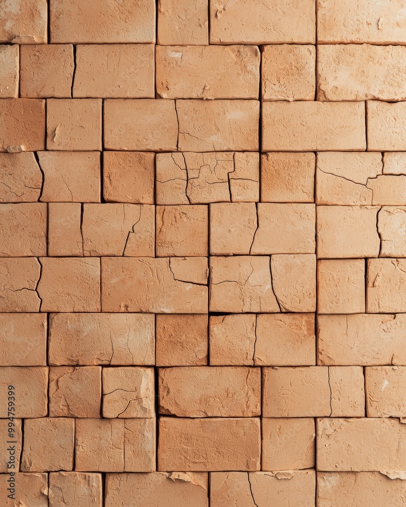 Obraz premium Rustic Clay Wall with Cracks in 3D Setting